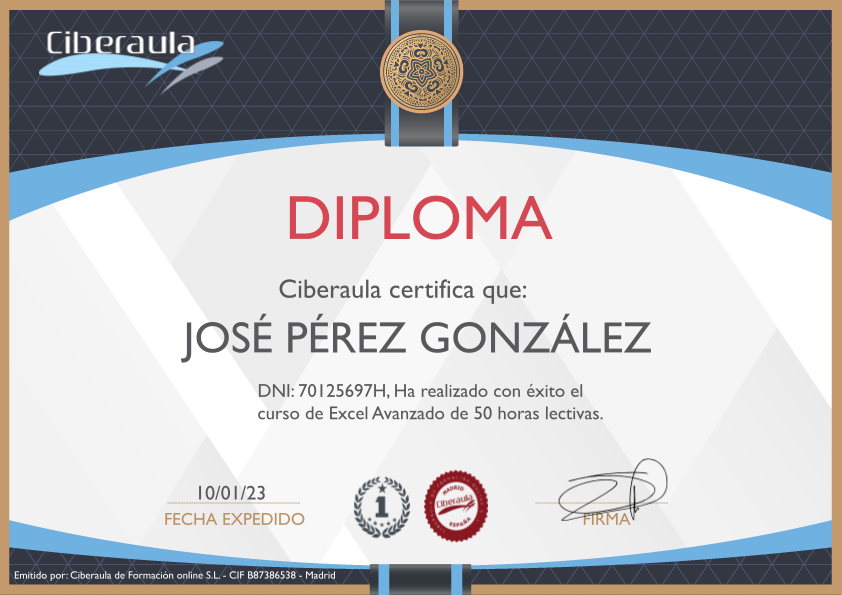 Diploma acreditativo de Cursos online bonificados por FUNDAE (antes Fundación Tripartita)